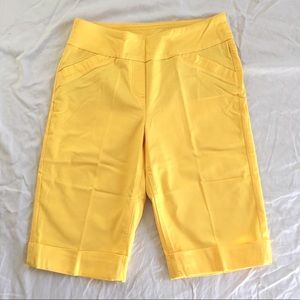Westbound Yellow Rayon Spandex Knee Length Shorts